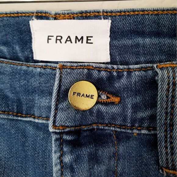 Frame Le High Skinny Jeans 31 Side Stripe Piping Stretchy Twinhill Blue $230 - Picture 8 of 16